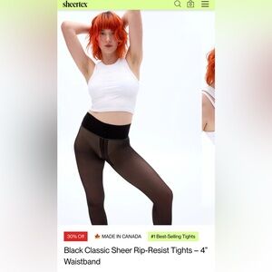 Sheertex black rip-resistant tights